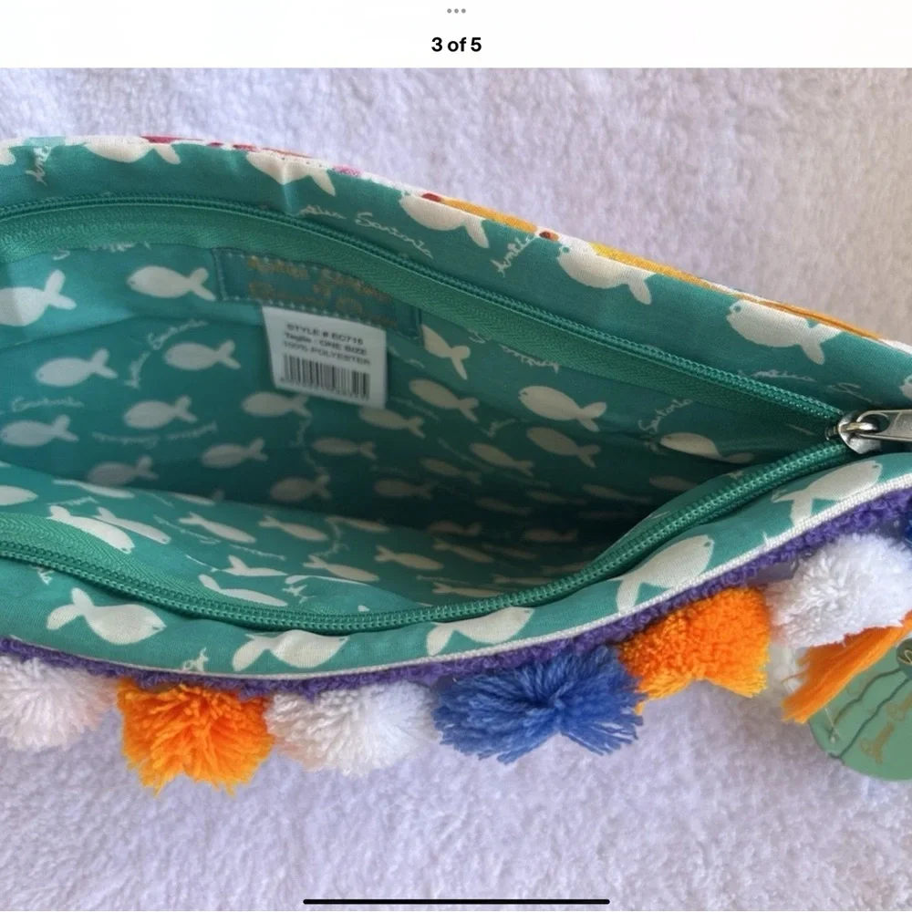 Antica Sartoria Blue Colorful Eye Design Clutch NWT